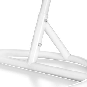 Scaun suspendat alb KOKON cu suport, perna verde-alba