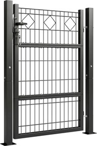 Outsunny Poartă de grădină din metal galvanizat, ușă de grădină cu mâner, încuietoare cu chei închisă, poartă 100x131cm gri închis | Aosom Romania