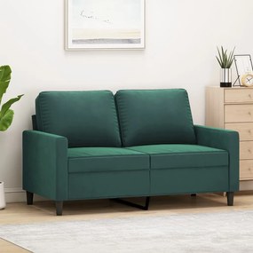 359191 vidaXL Canapea cu 2 locuri, verde închis, 120 cm, catifea