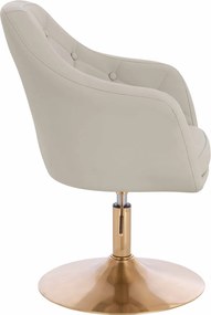 HR831N Scaun Ecru Piele Ecologica Premium Soft cu Bază Aurie