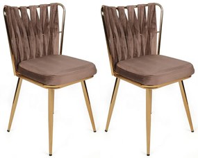 Set de scaune de sufragerie Kusakli Light Brownand Gold, 4 buc., 4 buc