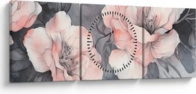 Tablou - Schiță de flori (cu ceas) (90x30 cm)