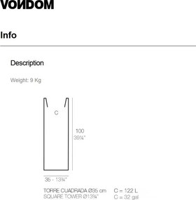 Ghiveci plante design decorativ exterior/interior Square tower pot 35x35x100cm