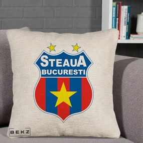 Perna Personalizata Steaua Bucuresti Fotbal, 40x40 cm, Bej Canapea, Husa Detasabila, Perna Inclusa, BEKZ®