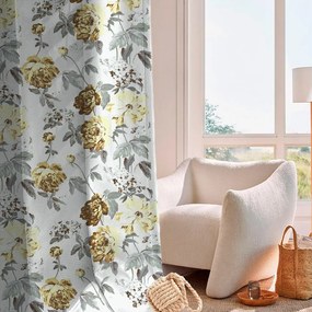 Draperie blackout model floral cu rejansa transparenta cu ate pentru galerie, Madison, densitate 700 g/ml, Paeonia Shirley, 1 buc