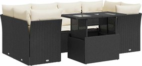 vidaXL Set canapele de grădină cu perne, 7 piese, negru, poliratan