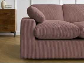 Colțar roz cu tapițerie din catifea reiată Belair – Bobochic Paris