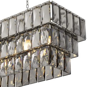 Lustra suspendata design LUX Amazone Rectangular, nickel/ sticla fumurie 115383 HZ