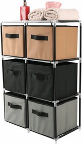 Comodă cu sertare din material textil, negru/maro/gri, CAMILO TYP 2