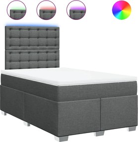 vidaXL Pat box spring cu saltea, gri închis, 120x190 cm, textil