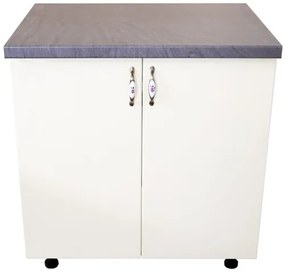 Masca pentru chiuveta cu 2 usi 80 cm Zebra, alb/MDF Vanilie, cu blat Artar, 80 x 85 x 60 cm