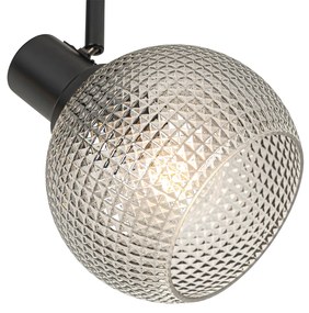 Spotlight de design negru cu sticlă fumurie cu 2 lumini - Chico