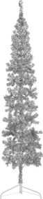 vidaXL Jumătate brad de Crăciun subțire cu suport, argintiu, 240 cm