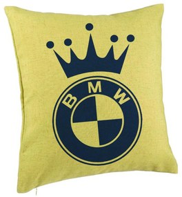 Perna Decorativa, Model Emblema BMW King, 40x40 cm, Verde, Husa Detasabila, Burduf