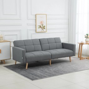 HOMCOM 2 in 1 Canapea cu functie de pat 205 x 88 cm Canapea cu Scaun, Aspect de ln Gri | Aosom Romania