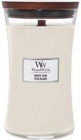 Lumânare parfumată vază mare WoodWick White Teak,609 g