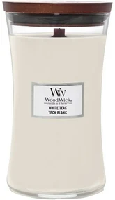 Lumânare parfumată vază mare WoodWick White Teak,609 g