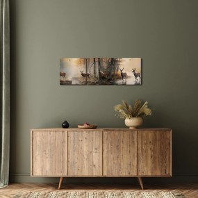 Tablou - Vintage pictura wildlife (cu ceas) (90x30 cm)