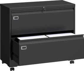 HOMCOM Container mobil cu 2 sertare închidere dulap pentru dosare cu șină suspendată reglabilă 90 x 40 x 77,4 cm Negru | Aosom Romania