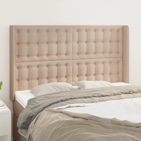 vidaXL Tăblie pat cu aripioare cappuccino 147x16x118/128 cm piele eco