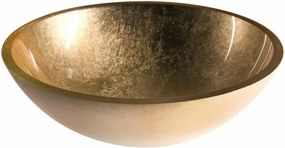 Lavoar pe blat Inter Ceramic din sticla rotund auriu lucios 42 cm