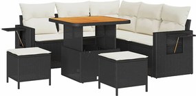 vidaXL Set de canapele pentru grădină cu pernă 8 pcs Negru poliratan