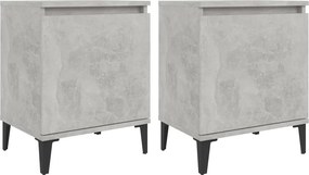 vidaXL Noptiere cu picioare metalice, gri beton, 40x30x50 cm
