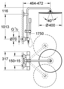 GROHE 27174001 - Sistem de duș RAINSHOWER SYSTEM 400, 450 mm, crom lucios