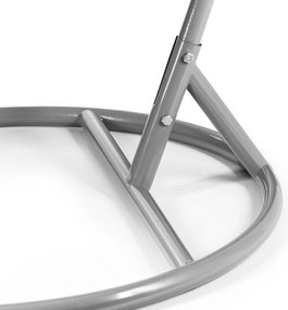 Scaun balansoar suspendat gri KOKON cu suport, perna alb-gri