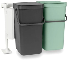 Coș de gunoi verde mentă/gri închis de reciclat/ încorporat din plastic 32 l Sort &amp; Go – Brabantia