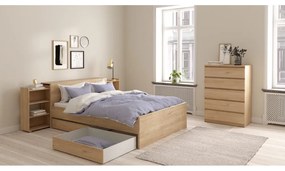 Pat matrimonial în culoare naturală cu aspect de lemn de stejar 160x200 cm Naia – Tvilum