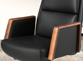 Scaun de birou modern piele sintetica si lemn Black