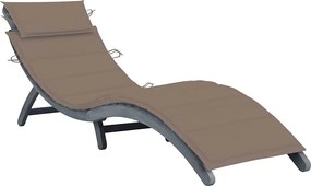 vidaXL Șezlong de grădină cu pernă gri, lemn masiv de acacia