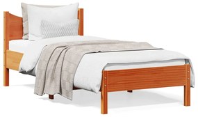 844760 vidaXL Cadru pat fără saltea, maro ceruit, 75x190 cm, lemn masiv pin
