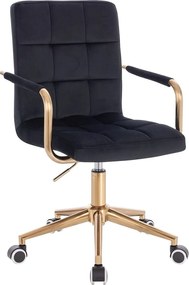 HC1015KP Scaun Neagră Catifea cu Bază Aurie