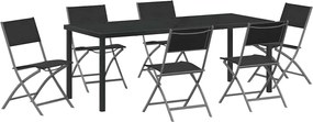 vidaXL Set de masă pentru grădină 7 pcs Negru