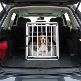 Cușcă de transport pentru câini BRUNO, 66x90x72cm, argintiu/negru Jurhan