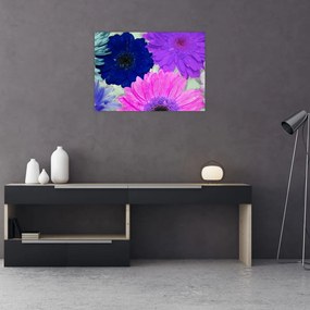 Tablou pe sticlă cu flori colorate (70x50 cm)