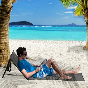 Outsunny Set 2 Șezlonguri Pliabile cu Unghi Reglabil și Buzunar cu Fermoar, 142x51x40 cm, Albastru | Aosom Romania