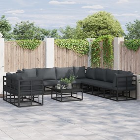 vidaXL Set de canapele pentru grădină 10 pcs Negru 70 x 70 x 32 cm