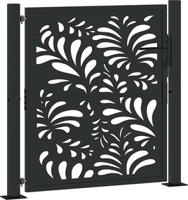 vidaXL Poartă de grădină neagră 100x100 cm, model ondulat din oțel