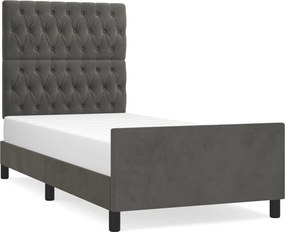 vidaXL Cadru de pat fără saltea, gri închis, 90x190 cm, catifea
