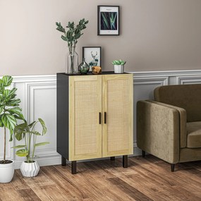 HOMCOM Bufet inalt mobila de depozitare design boem dubla usi cu 3 rafturi in canepa - 73 x 41 x 102 cm | Aosom Romania