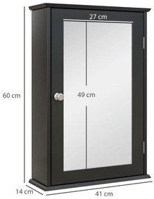 kleankin Mobilier de Baie Dulap Suspendat cu Oglindă 41x14x60cm Negru | Aosom Romania