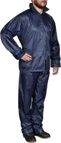 vidaXL Costum de ploaie, 2 piese, albastru bleumarin, cu glugă, XXL