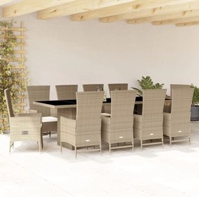 vidaXL Set mobilier de grădină cu perne, 11 piese, bej, poliratan