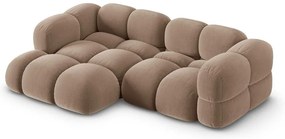 Colțar maro cu tapițerie din catifea (cu colț pe partea stângă/cu șezlong) Loretto – Cosmopolitan Design