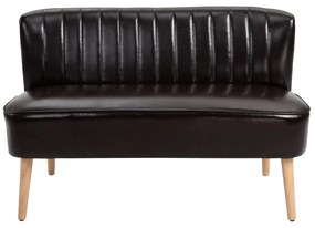 HOMCOM Canapea moderna din material imitatie de piele cu 2 locuri fara brate, structura si picioare din lemn, 117x56,5x77cm maro inchis 