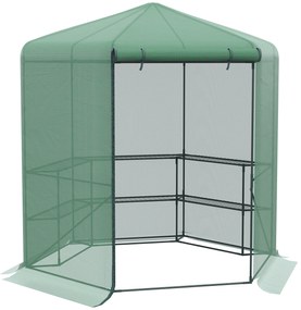 Outsunny Sera de Gradina cu 3 Rafturi si Usa Culisanta, Sera pentru Plante cu Acoperire in PE Anti UV 225x194x215cm | AOSOM RO