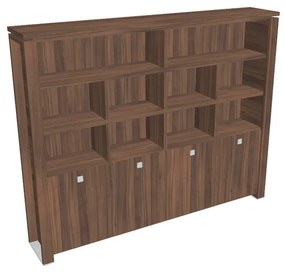 Dulap înalt Verno+ 260 x 46 x 210 cm, cu rafturi, nuc